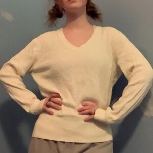 Cream V-neck Tommy Hilfiger Sweater